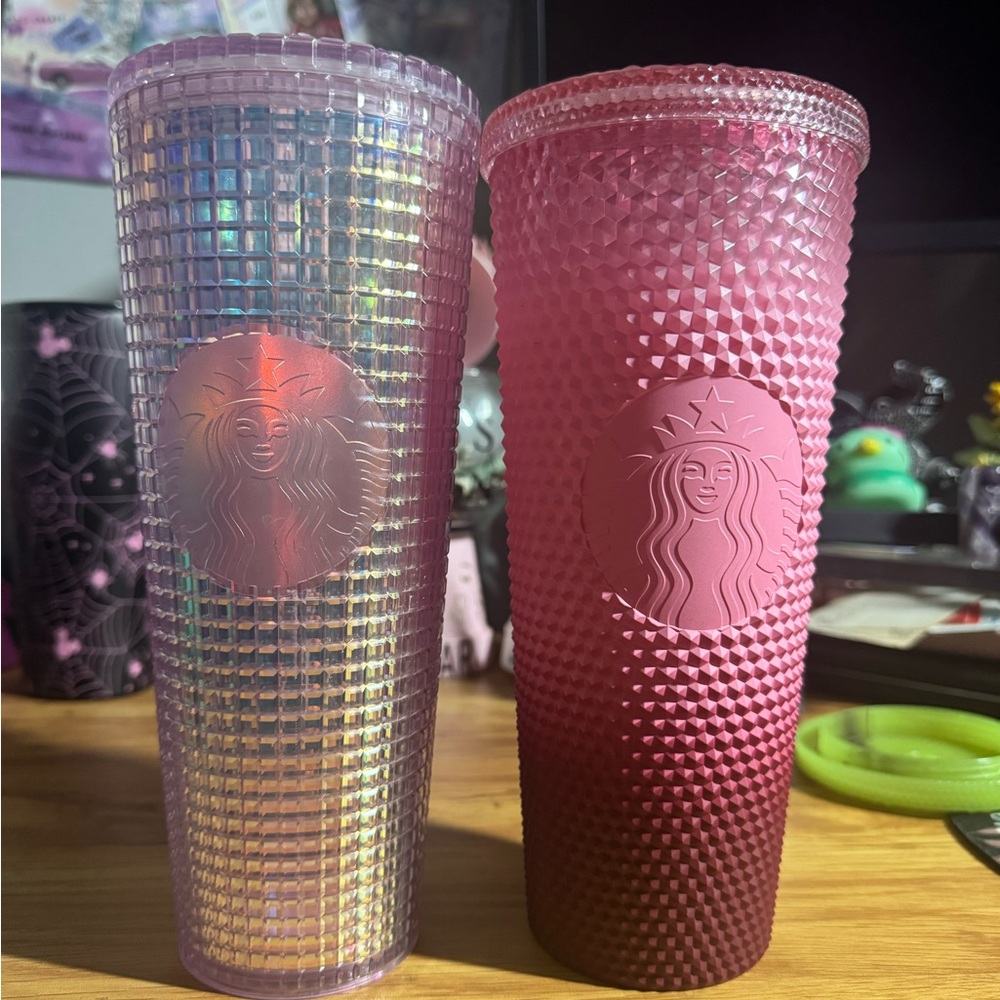 Starbucks Pink and Lavender Textured Tumblers